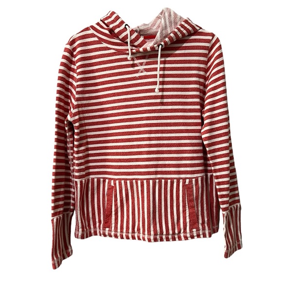 J. Crew Flip Striped Hoodie Sweatshirt Stripes Size Large Pockets - Picture 1 of 8